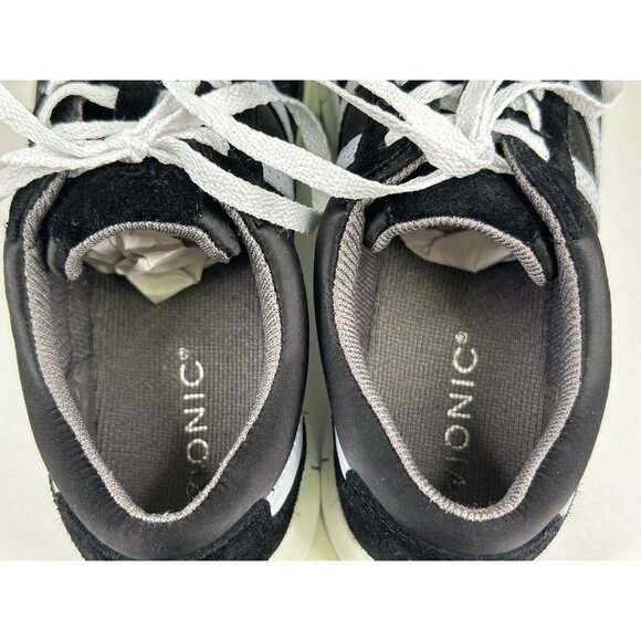 Vionic Nana Walking Shoes Sneakers Women’s 6 Black White Satin Suede Lace up - Picture 8 of 10